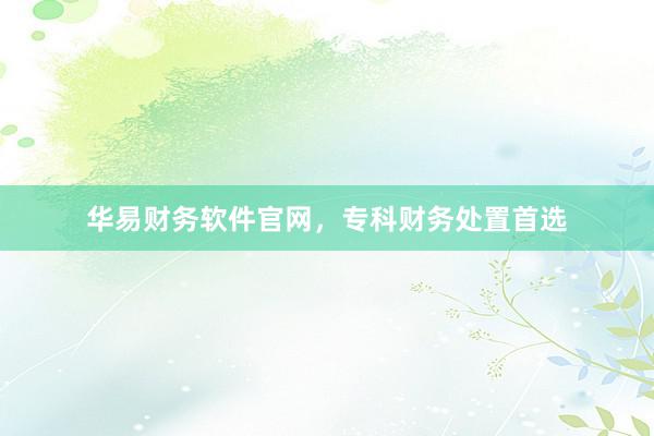 华易财务软件官网，专科财务处置首选